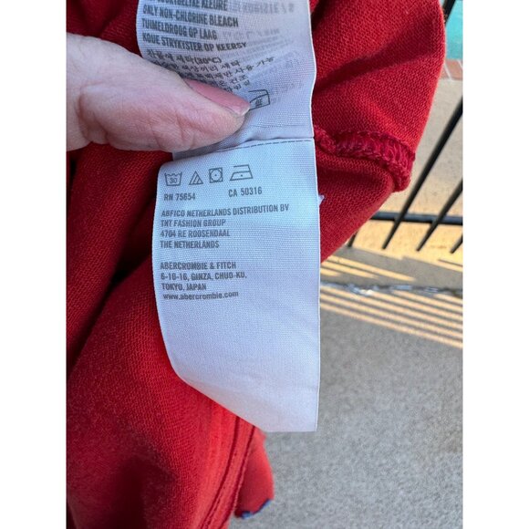 Vintage Abercrombie & Fitch Red Long Sleeve Muscle Fit Shirt M Embrodered Logo - Picture 7 of 11